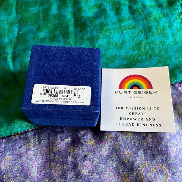 NEW$148 Kurt Geiger LONDON Pave Eagle Ring in Box Rainbow Crystals Gold - Picture 8 of 8